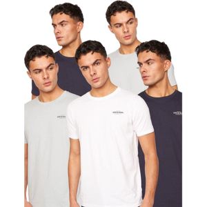 Crosshatch Heren Bailtee T-shirt (5-pack) (Marine / Blauw / Wit)