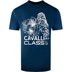 Cavalli Class Floral Tiger Design lichtblauw T-shirt