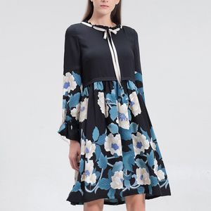 Mid-lengte blouse-jurk met bloemenprint