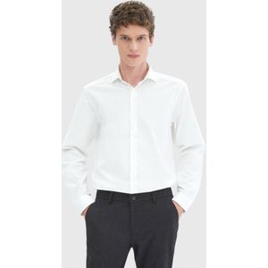 Chemise quotidienne 100 % coton tissée, coupe décontractée, unie