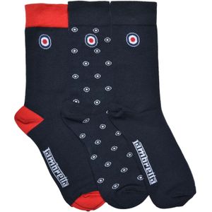 Lambretta Heren Paisley Sokken (Sets van 3) (Marineblauw/Rood/Wit)