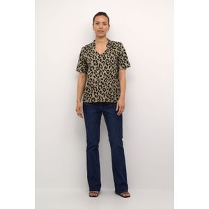 Blouse met korte mouwen Regular fit Brown/Black Animal Print