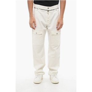 Straight Fit Cargo Jeans met ritsdetail 22 cm in wit