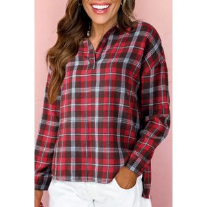 Geruite Langsleeve V-hals Top