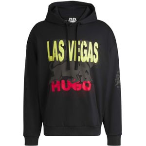 Hugo - Las Vegas Special Artwork - Hoodie - Zwart - Oversized Pasvorm