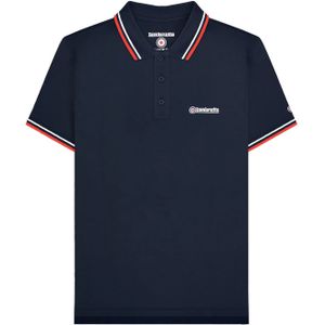 Lambretta Heren SS25 Twin Tip Poloshirt (Donker marine/wit/rood)