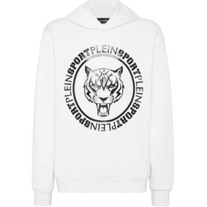 Plein Sport - Hooded Sweatshirt Carbon Tiger - Hoodie - Wit - Katoenmix Fleece