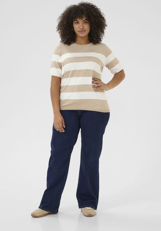 KAFFE CURVE Trui 'KA Lizzy'  beige / wit