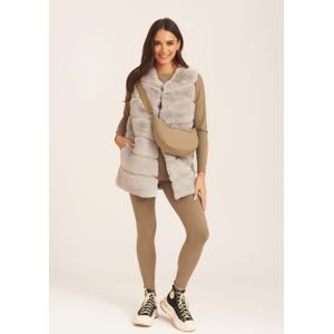 Diagonaal gesneden mouwloos gilet van imitatiebont