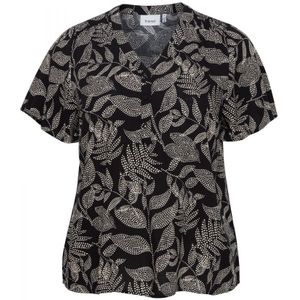 Fransa Plus Size Selection blousetop FPFUN met all over print zwart/wit