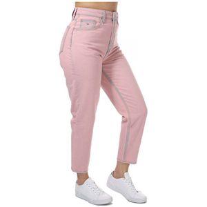 Tommy Hilfiger-mom-jeans met ultrahoge taille en taps toelopende pijpen voor dames, roze
