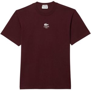 Lacoste Unisex Handtekeningen Katoenen T-shirt voor volwassenen (Kastanjebruin Rood)