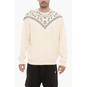 Sweatshirt met ronde hals en bandanamotief in zwart-wit