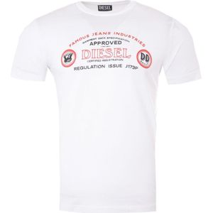 Diesel T-Diego C4 T-shirt Met Grafisch Logo Voor Heren, Wit - Maat S
