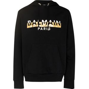 Balmain hoodie met folielogoprint in zwart