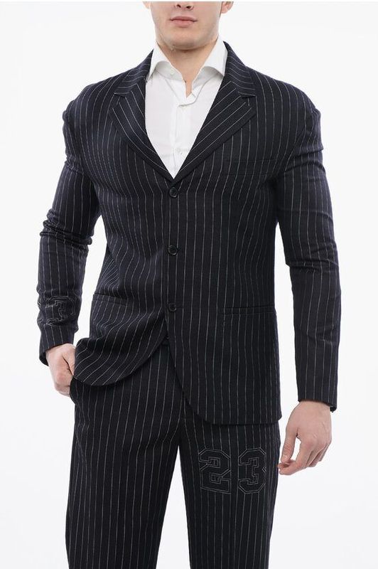 Blazer - Blauw - Krijtstreep - 23-blazer - Gevoerd - Met Klepzakken