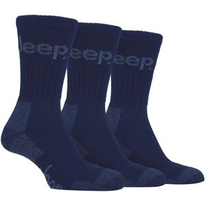 Heren 3 paar Jeep Cushion Sole Hiking werksokken - Marine