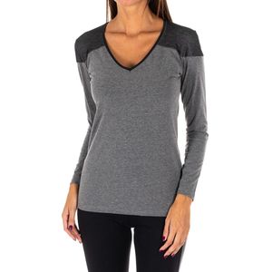 Dames t-shirt met lange mouwen en V-hals DB756