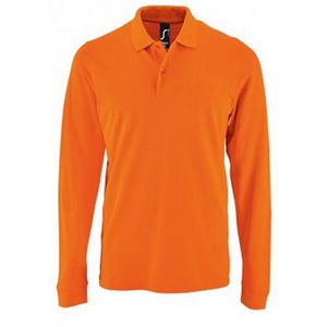 SOLS Heren Perfecte Lange Mouw Pique Polo Shirt (Oranje)