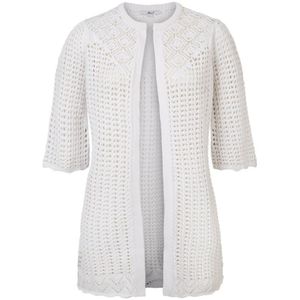 Miss Etam Plus semi-transparant vest Cleo met textuur wit