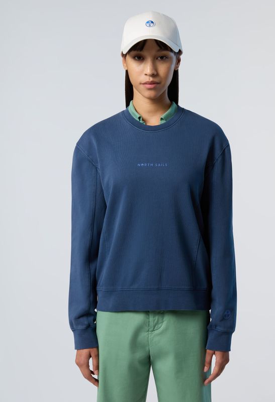 North Sails - Embossed Logo Crew Neck Sweater - Blauw - Dames