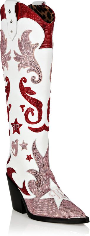 Philipp Plein - Strass Cow Boy Laarzen - Veelkleurig - Halfhoge Hak