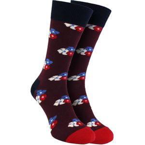 HS by Happy Socks - Heren 3-Pak Classic Flower Dress Sokken - Bloem (Bordeaux)