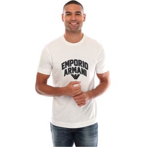 Heren Armani Geborduurd Logo T-shirt in Wit