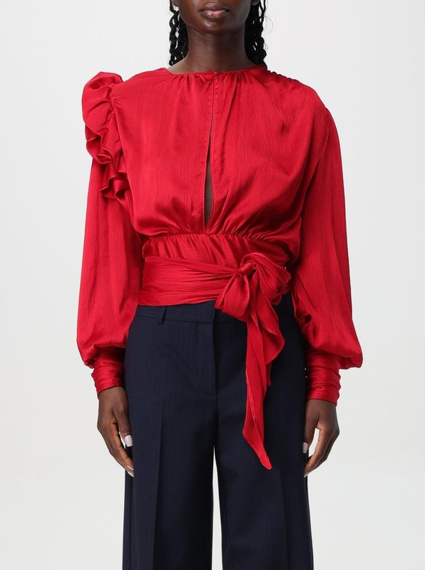Wrap - Blouse - Rood - Lange Mouwen