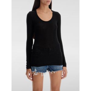 Geribbelde Scoop Hals Lange Mouwen T-shirt