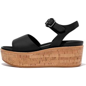 Fitflop Eloise Leather Back-Strap Wedge Sandals In Black - Dames - Maat 39