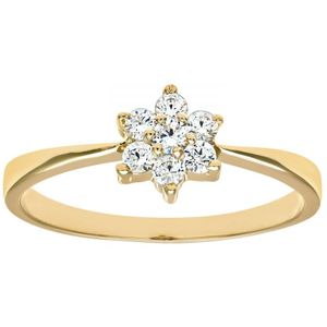 9ct geelgouden damesstenen set Daisy clusterring