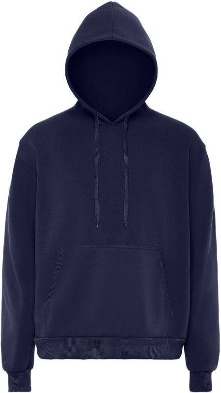 Mo - Hoodie - Marine - Heren - Katoen - Capuchon met Tweekleurig Trekkoord