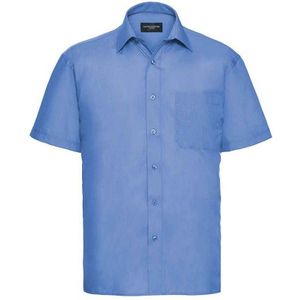 Russell Collection Heren Poplin Easy-Care Formeel Overhemd met Korte Mouwen (Bedrijfsblauw)