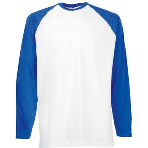 Fruit Of The Loom Heren Baseballshirt Met Lange Mouwen (Wit/Royaal Blauw) - Maat XL