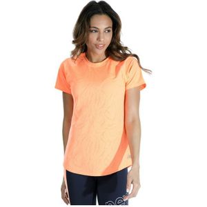 New Balance QSPD Fuel Jacquard T-shirt voor dames in oranje.