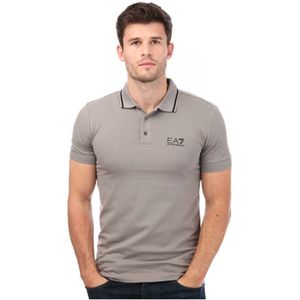 Men's Emporio Armani EA7 Logo Pique Polo Shirt in Grey