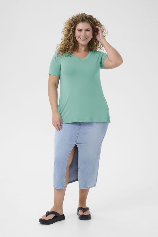 T-shirt - Teal blue - A-shape - Korte Mouwen