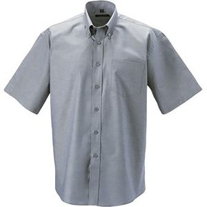 Russell Collectie Heren Korte Mouw Easy Care Oxford Shirt (Zilvergrijs)
