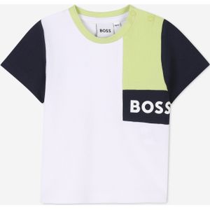 BOSS Baby Jongens Kleurblok T-Shirt in Wit
