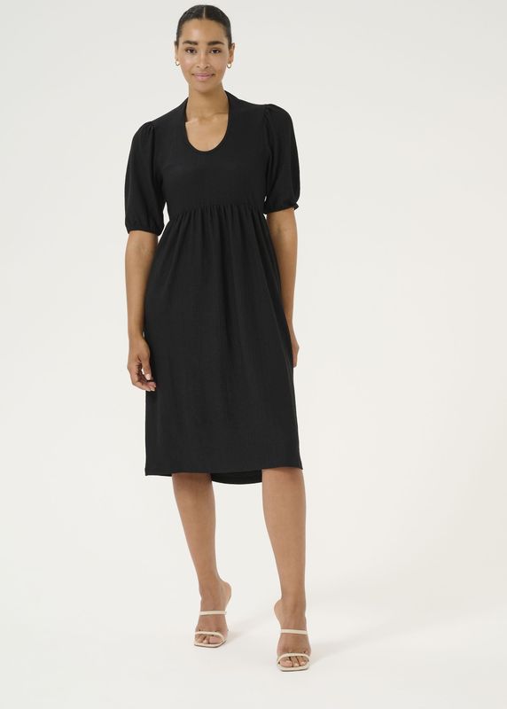 Kaffe - KA Veneda - Jurk - Zwart - Knielengte - V-hals