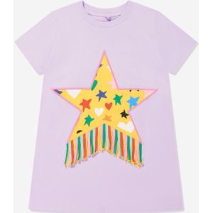 Meisjes Gevlochten Ster Jersey Jurk in Paars