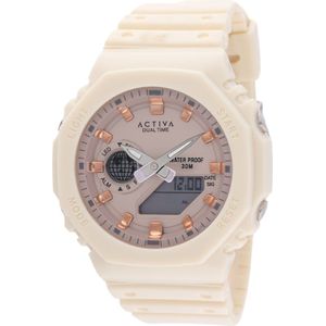 Activa X Invicta DIGITAL ESSENTIALS ACW423-005 Heren Horloge - Quartz Uurwerk - Plastic met beige Wijzerplaat - 45mm