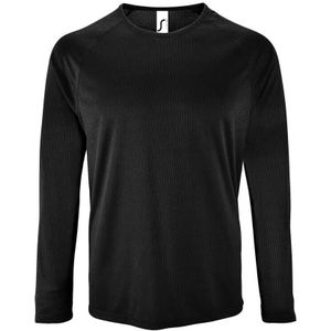 SOLS Heren Sportief T-Shirt Met Lange Mouwen (Zwart) - Maat XL