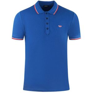 Diesel Twin Tipped Design Bright Blue Polo Shirt - Maat S