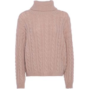 Mymo - Jumper - Pullover - Beige - Coltrui-ontwerp met Kabelbreisel