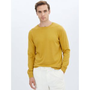 Effen gebreide trui van gebreide katoenmix met ronde hals