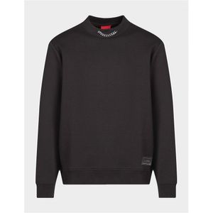 Men's Hugo Boss Relaxed-Fit Cotton-Blend With Chain Collar Sweatshirt In Black - Maat M