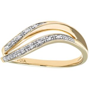 9ct geelgouden diamanten pave gezette dubbele golf halve eeuwigheidsring