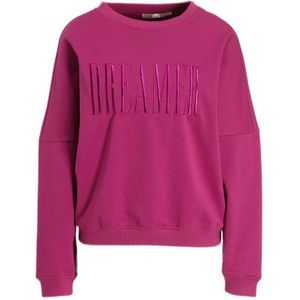 Esqualo sweater Dreamer met tekst paars